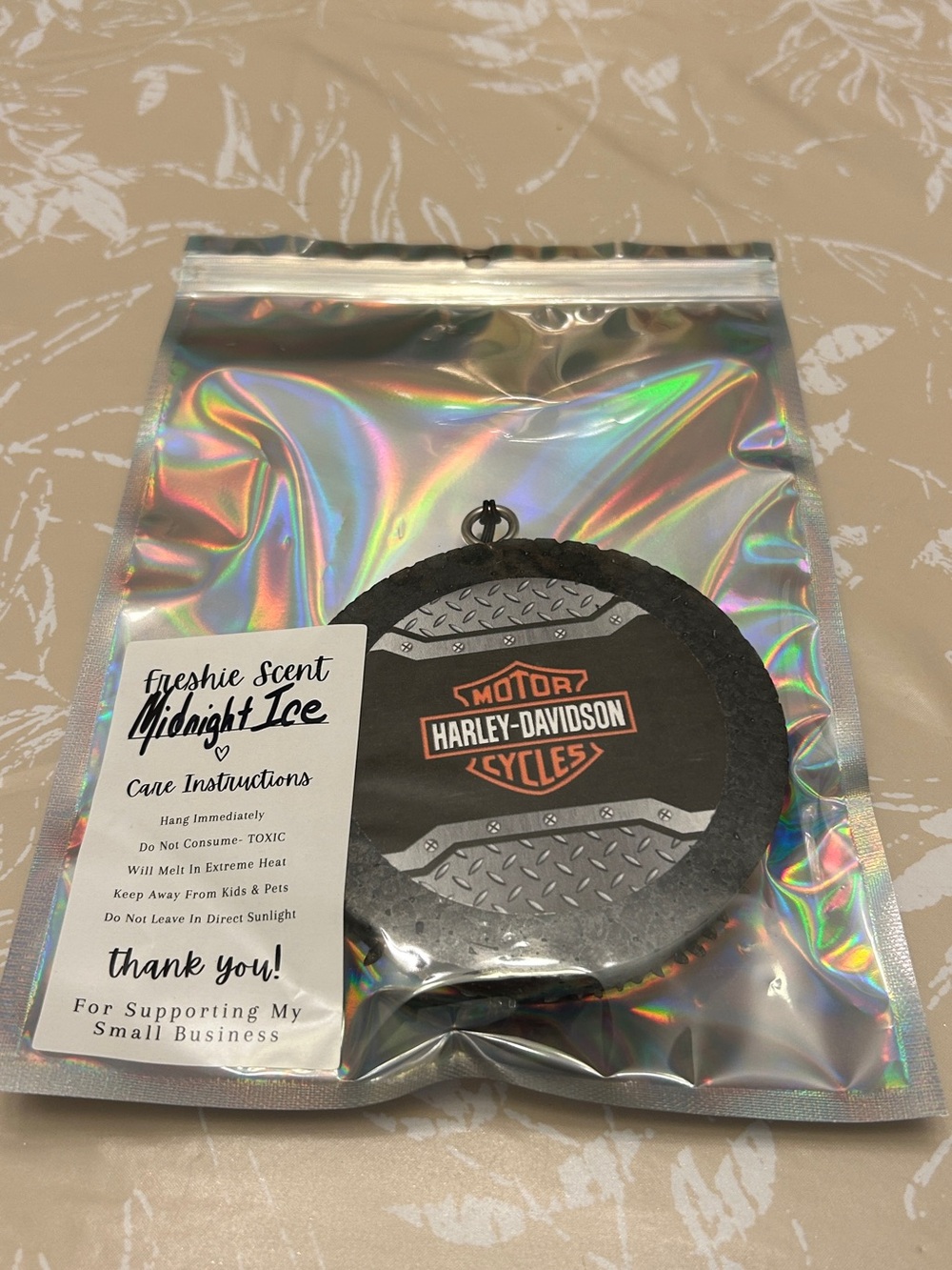 Harley-Davidson Black and Orange Hanging Air Freshener